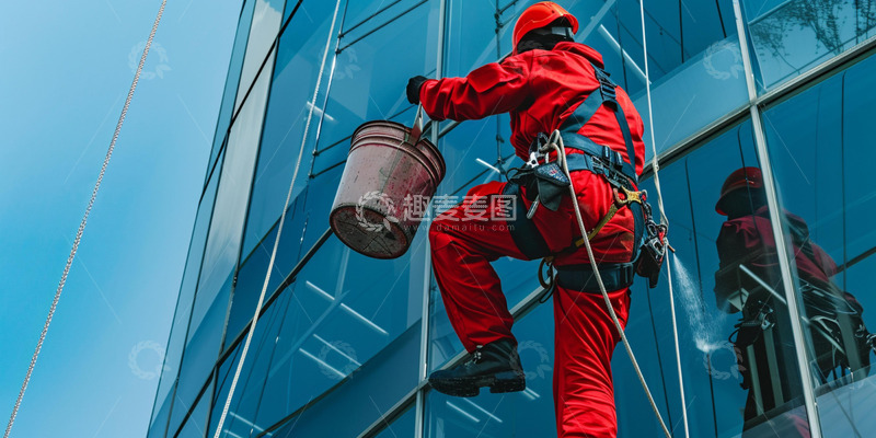 实拍高空作业人员