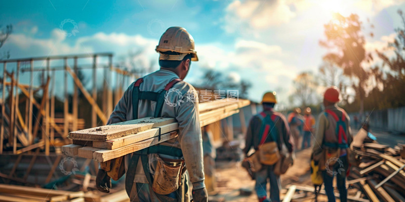 实拍工地施工人员