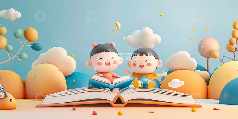高清大图下载【趣麦麦图】世界读书日看书的玩偶