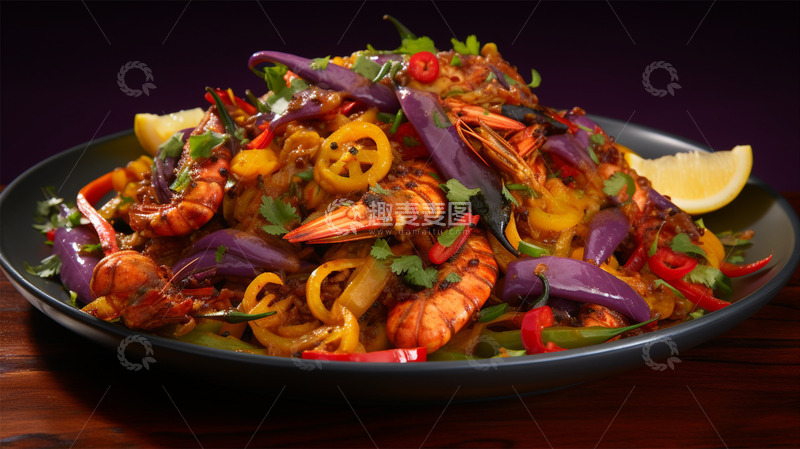 高清大图下载【趣麦麦图】美食食物美味虾辣椒柠檬