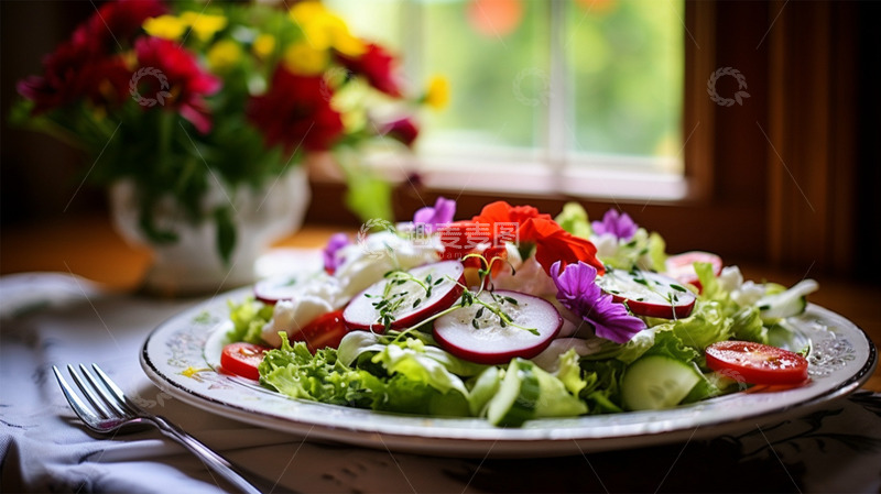 高清大图下载【趣麦麦图】沙拉西红柿番茄生菜唯美场景