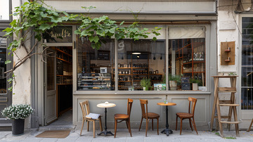 小店咖啡植物建筑唯美场景