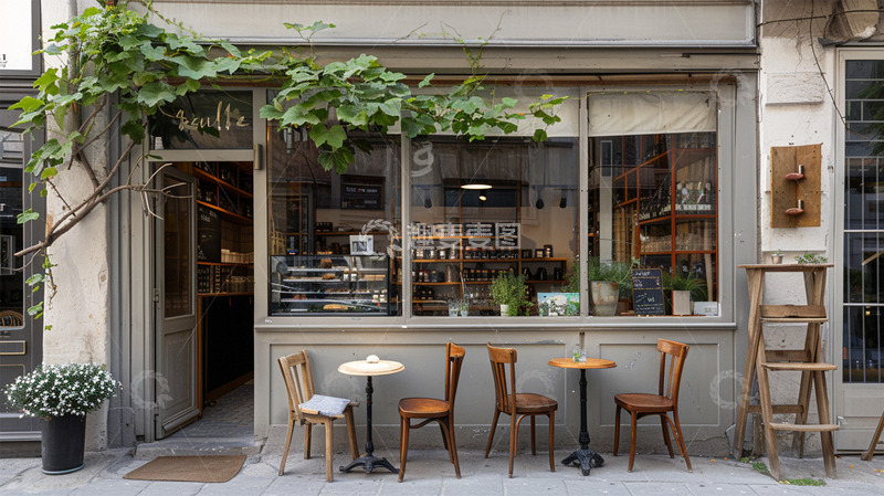 小店咖啡植物建筑唯美场景