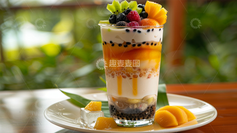高清大图下载【趣麦麦图】奶茶芒果树莓猕猴桃水果场景