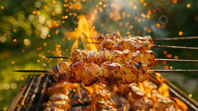 高清大图下载【趣麦麦图】烧烤肉串烤肉火场景美食