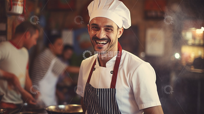 高清大图下载【趣麦麦图】厨师职业微笑厨房场景工作