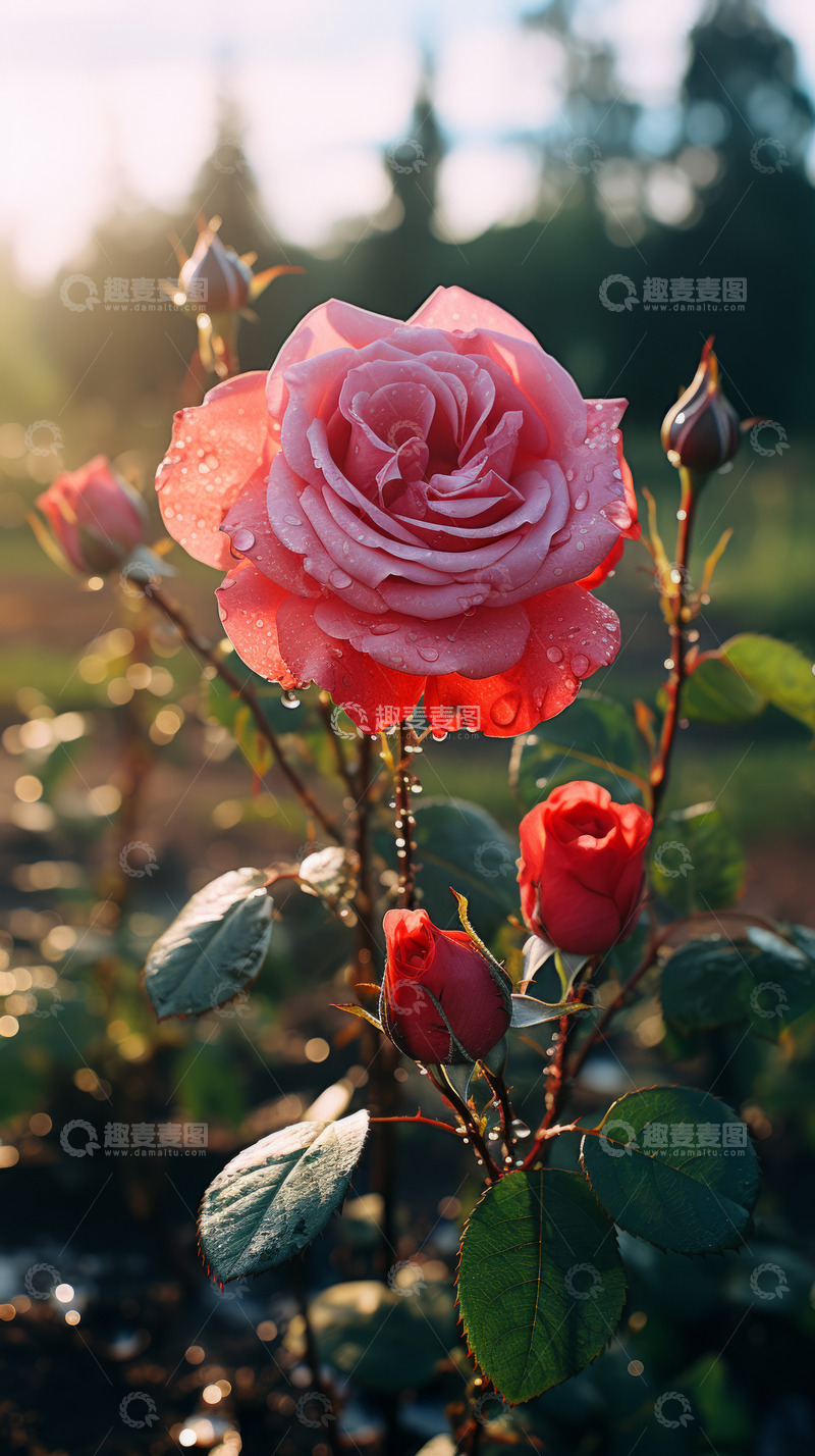 高清大图下载【趣麦麦图】雨后鲜艳玫瑰花朵