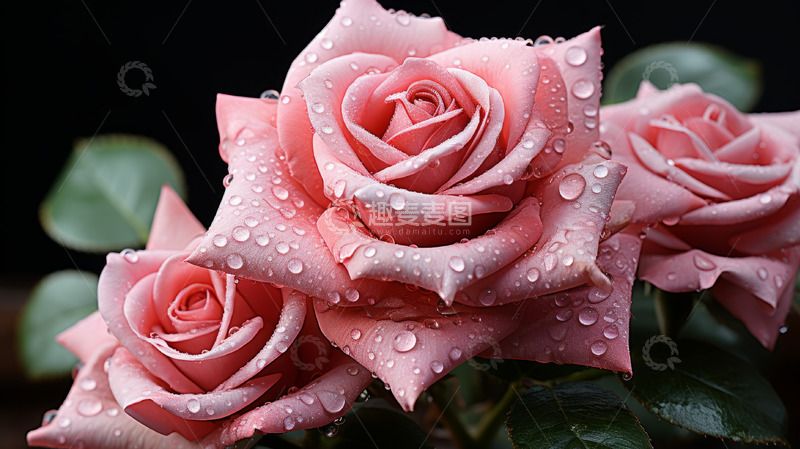 高清大图下载【趣麦麦图】玫瑰花瓣雨滴特写