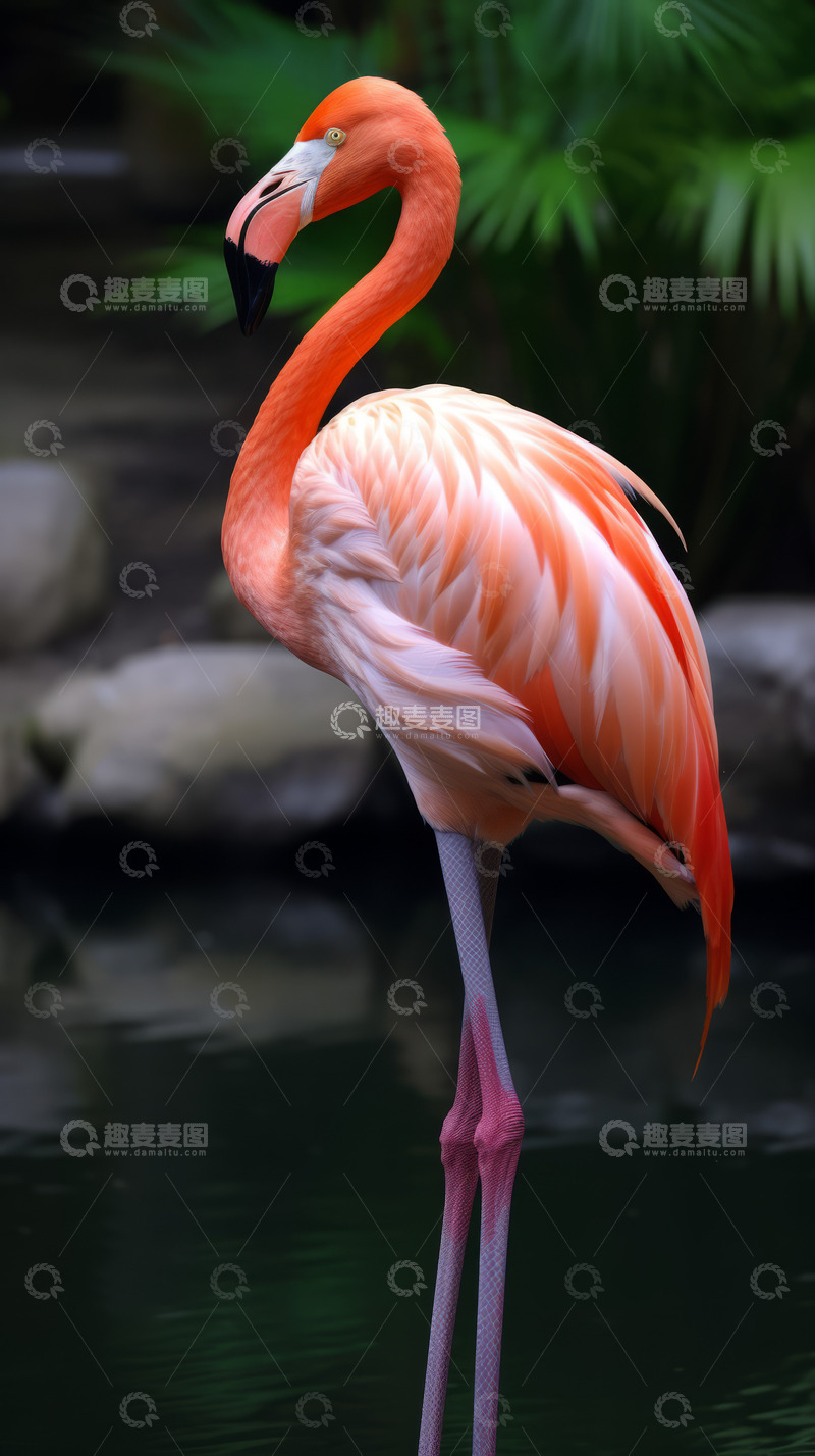 高清大图下载【趣麦麦图】高清红色火烈鸟