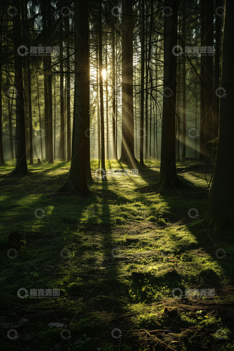 高清大图下载【趣麦麦图】高耸林立的松树林