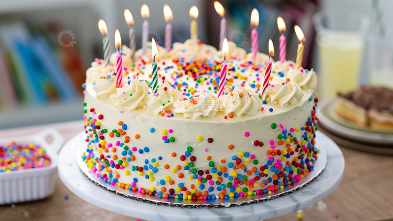 高清大图下载【趣麦麦图】生日蛋糕蜡烛奶油糖果彩色美食
