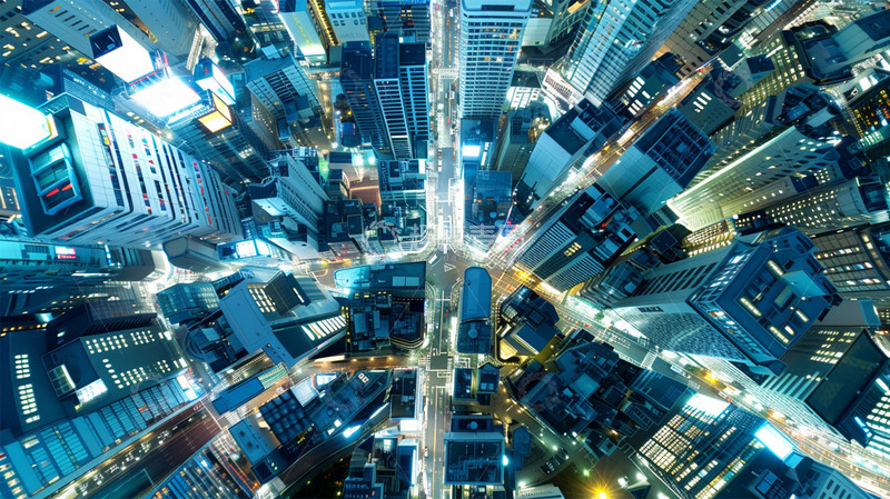 高清大图下载【趣麦麦图】城市街道俯视公路现代化高楼