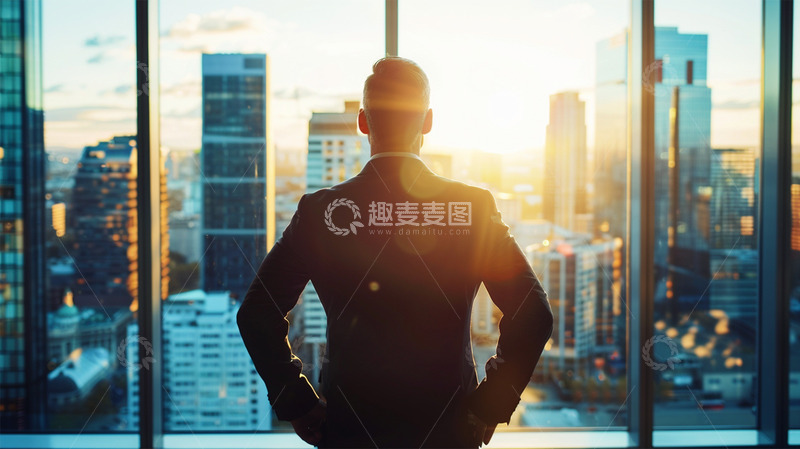 高清大图下载【趣麦麦图】商务西装城市建筑阳光人物