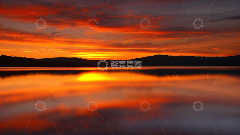 高清大图下载【趣麦麦图】晚霞山水夕阳暖色调唯美风景