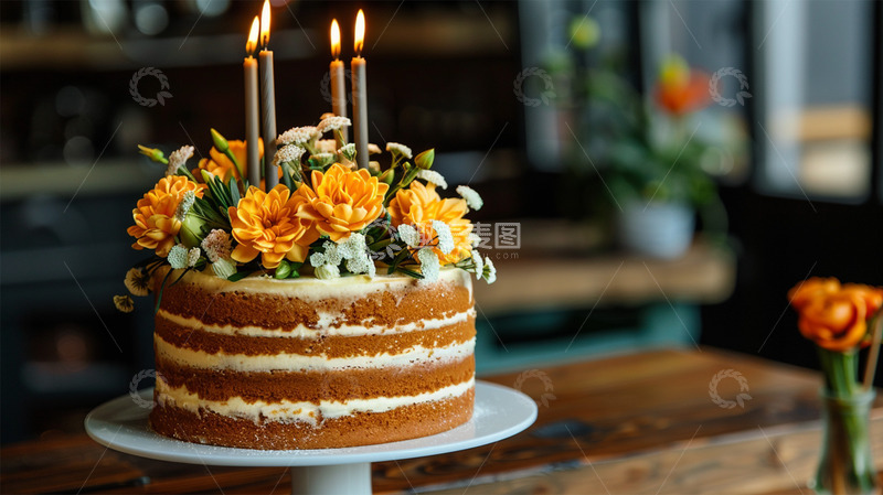 高清大图下载【趣麦麦图】生日蛋糕鲜花奶油蜡烛美食