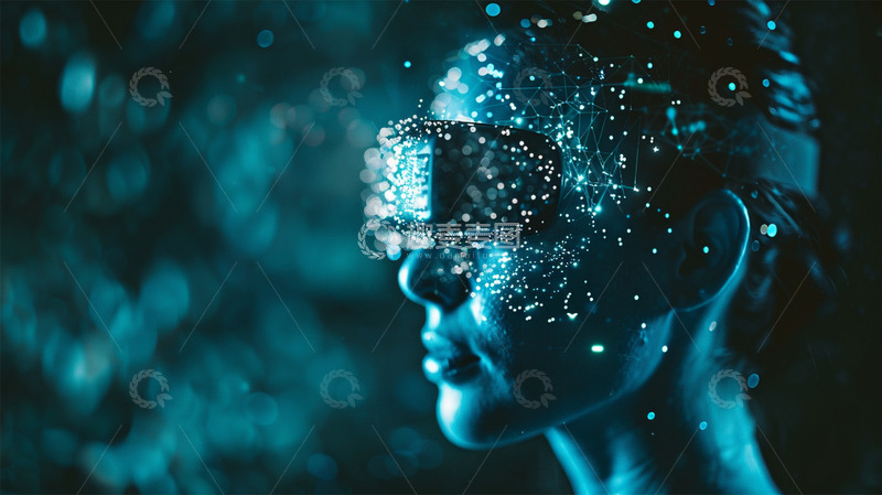 高清大图下载【趣麦麦图】vr商务科技光效眼镜蓝色场景