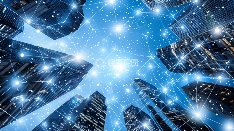 高清大图下载【趣麦麦图】城市建筑光效高楼大厦科技仰视