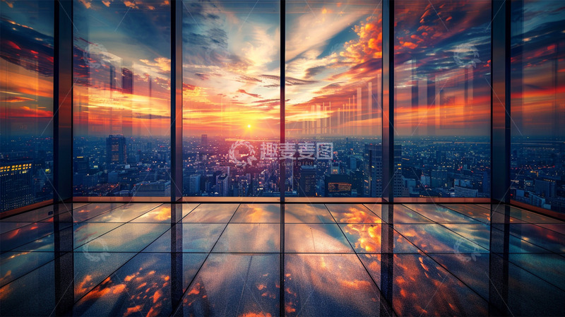 高清大图下载【趣麦麦图】城市落日建筑高楼唯美场景