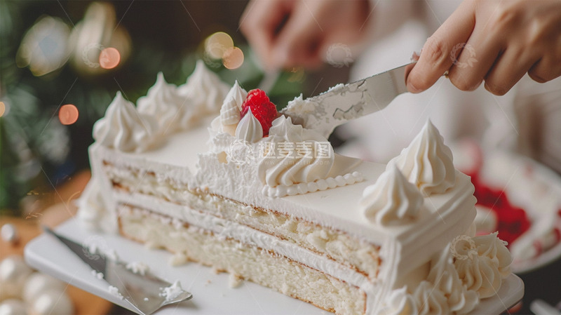 高清大图下载【趣麦麦图】生日奶油蛋糕树莓水果美食场景