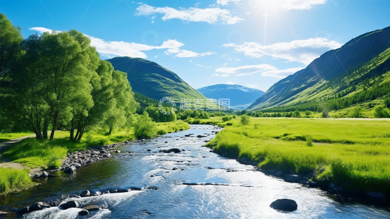 高清大图下载【趣麦麦图】自然山水青草蓝天白云风景