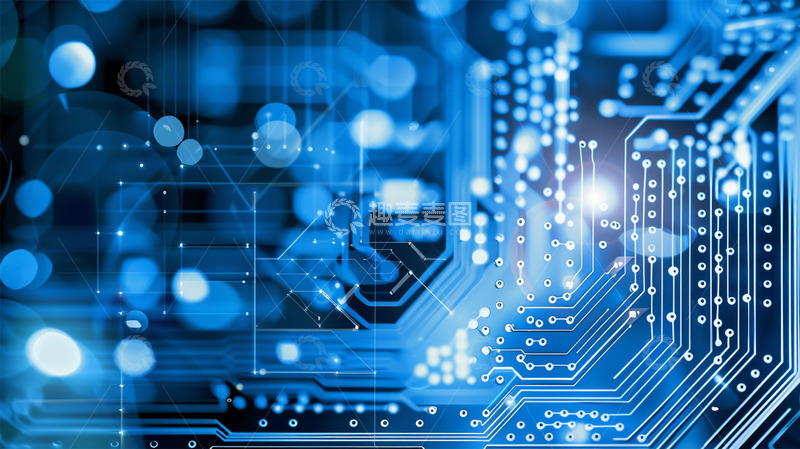 高清大图下载【趣麦麦图】科技光效电路光点商务蓝色