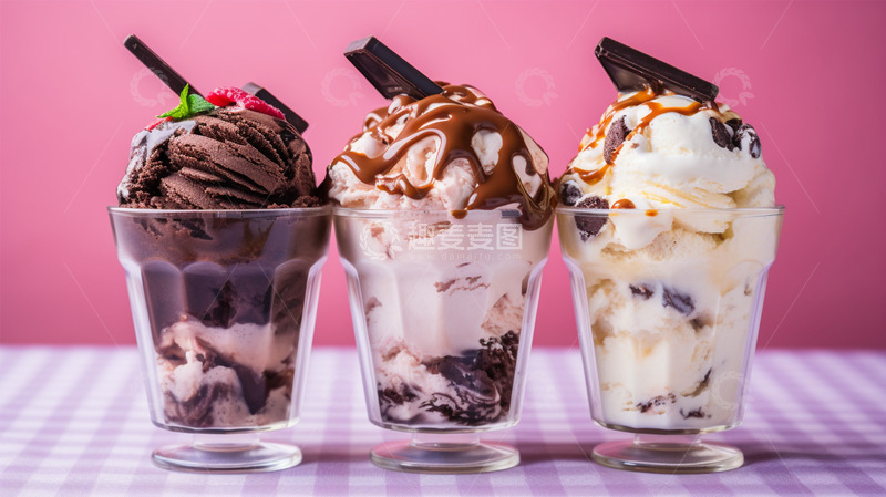 高清大图下载【趣麦麦图】玻璃杯冰淇淋巧克力美食冷饮食物
