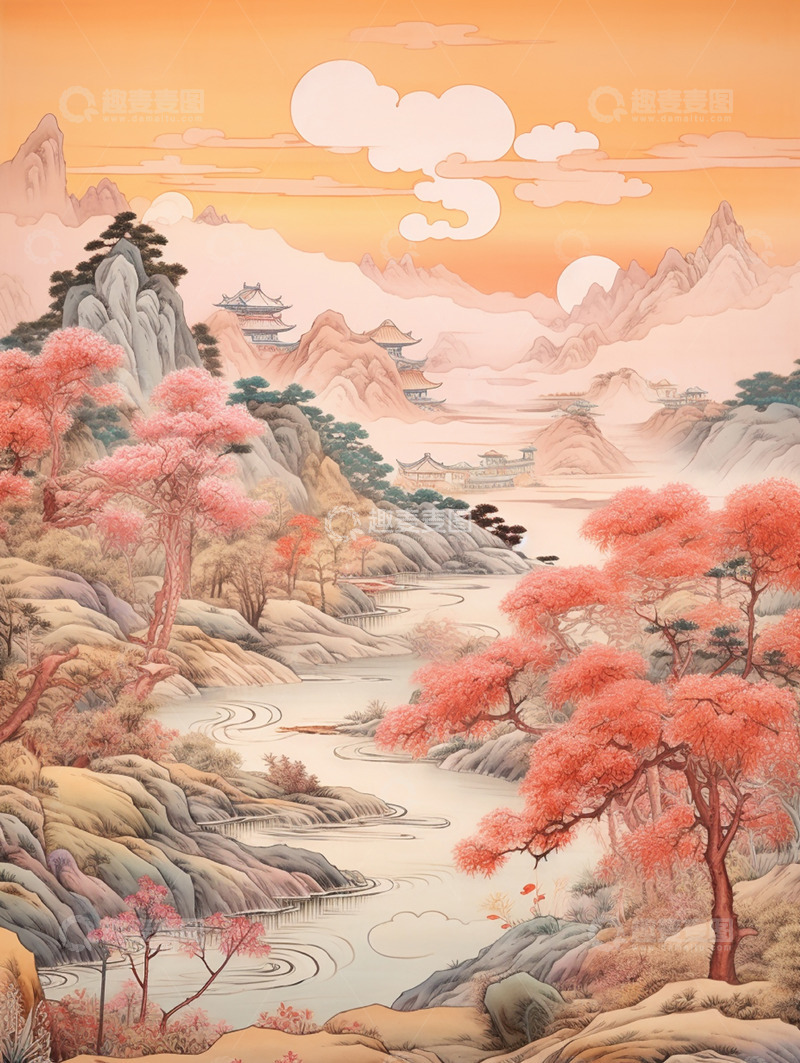 高清大图下载【趣麦麦图】古风写意山水画