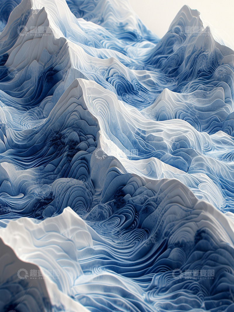 高清大图下载【趣麦麦图】古风波浪线条背景