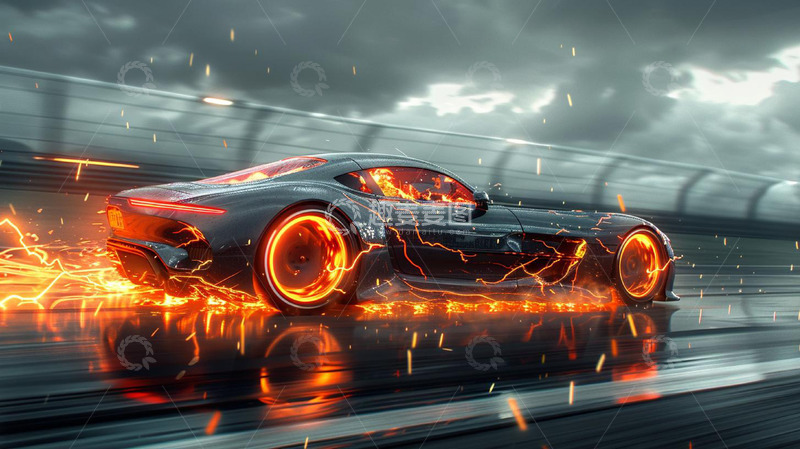 高清大图下载【趣麦麦图】汽车高速运动电光火石