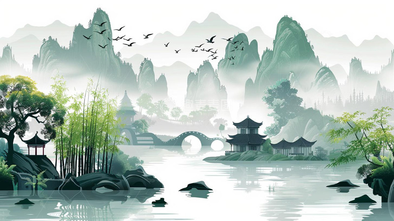 高清大图下载【趣麦麦图】国风山水唯美意境