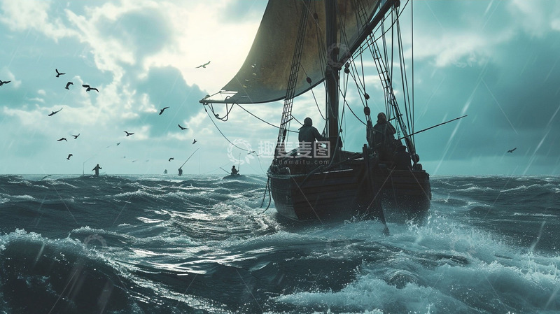 实拍海上劳动人民