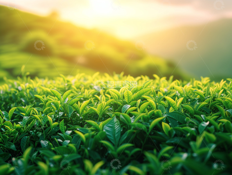 高清大图下载【趣麦麦图】春天阳光茶叶特写