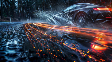 雨夜高速行驶汽车飞驰