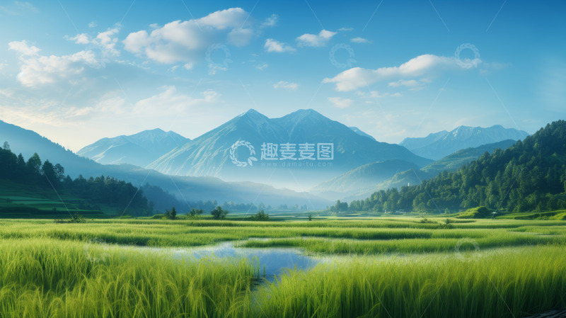 高清大图下载【趣麦麦图】稻田美景背景
