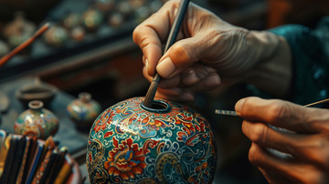 实拍劳动人民制作手工艺品