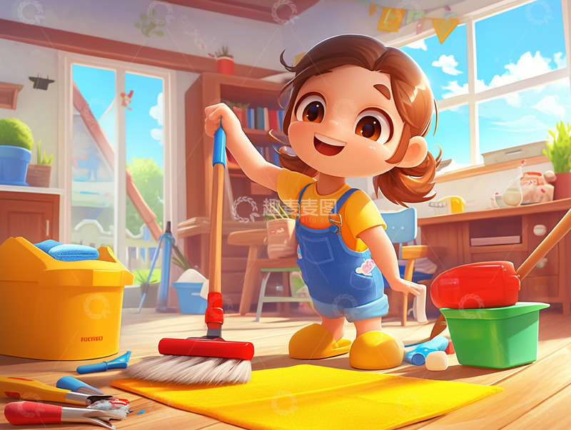 五一期间拖地的女孩