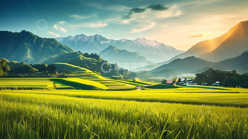 高清大图下载【趣麦麦图】绿色田野稻田风光