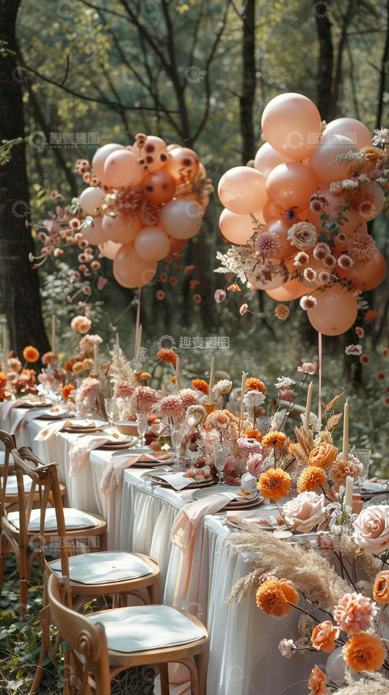 高清大图下载【趣麦麦图】森系婚礼气球场地布置