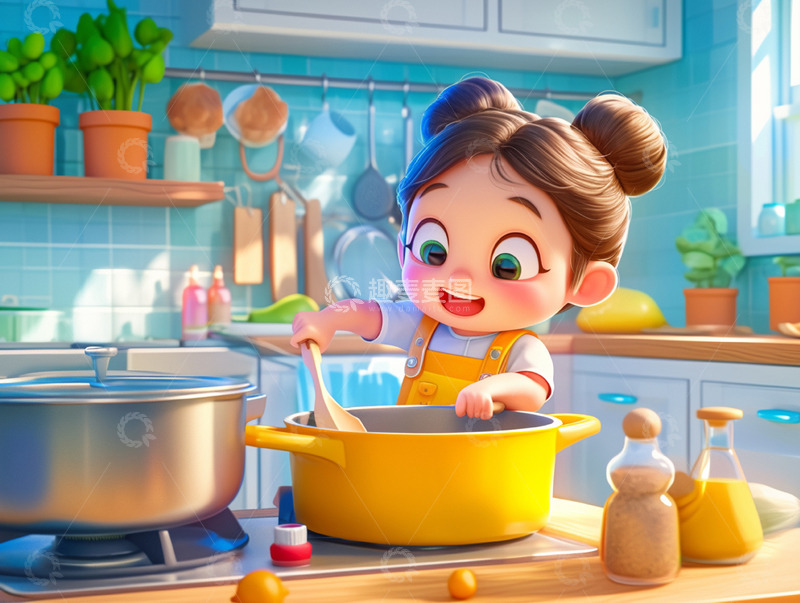 五一假期做饭的女孩