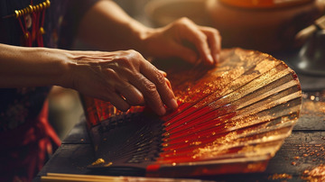 劳动节做漆扇的劳动人民