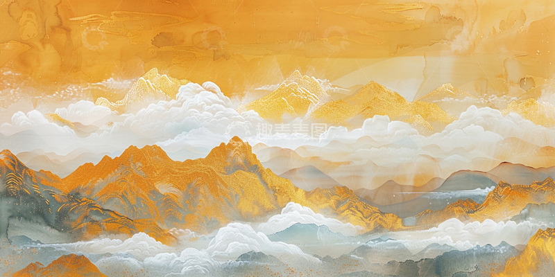 古风山水鎏金背景