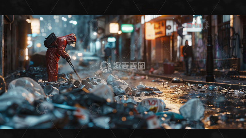 清理城市垃圾的劳动人民