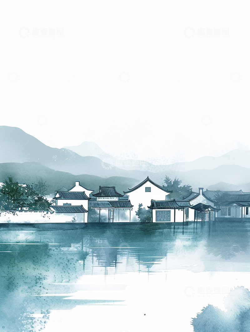高清大图下载【趣麦麦图】古风水墨建筑