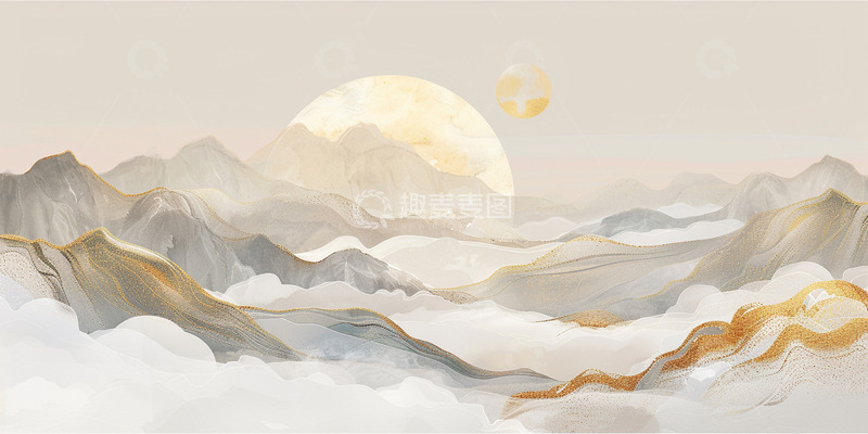 高清大图下载【趣麦麦图】旭日云雾山河