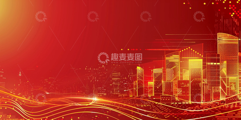 高清大图下载【趣麦麦图】城市建筑红色背景