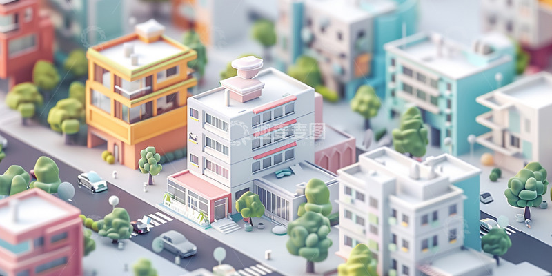 高清大图下载【趣麦麦图】俯视微缩城市街道