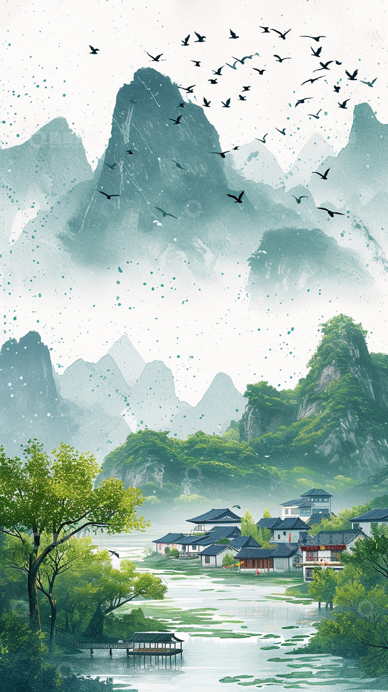 高清大图下载【趣麦麦图】春日云雾山水风景