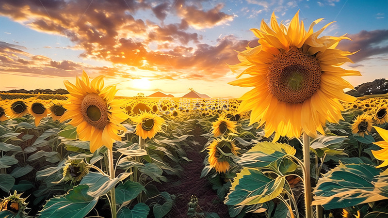 高清大图下载【趣麦麦图】最美向日葵田野