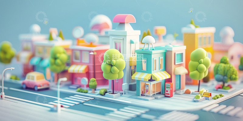 高清大图下载【趣麦麦图】春日微缩建筑街道