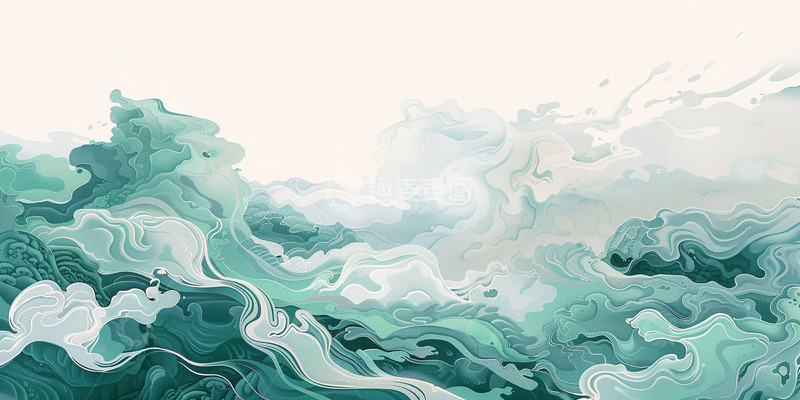 高清大图下载【趣麦麦图】古风波浪背景